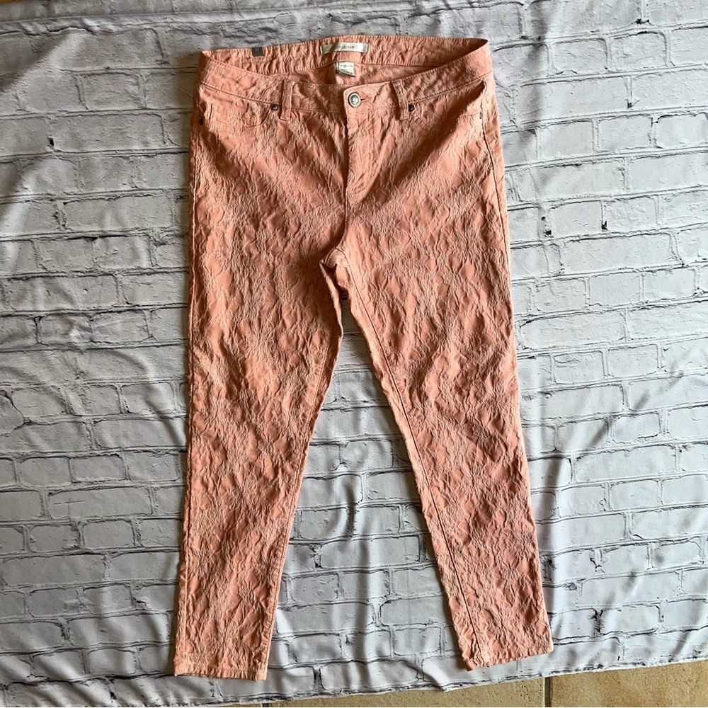 LC Lauren Conrad Coral Jacquard Pants 12 Casual Floral - Picture 6 of 10